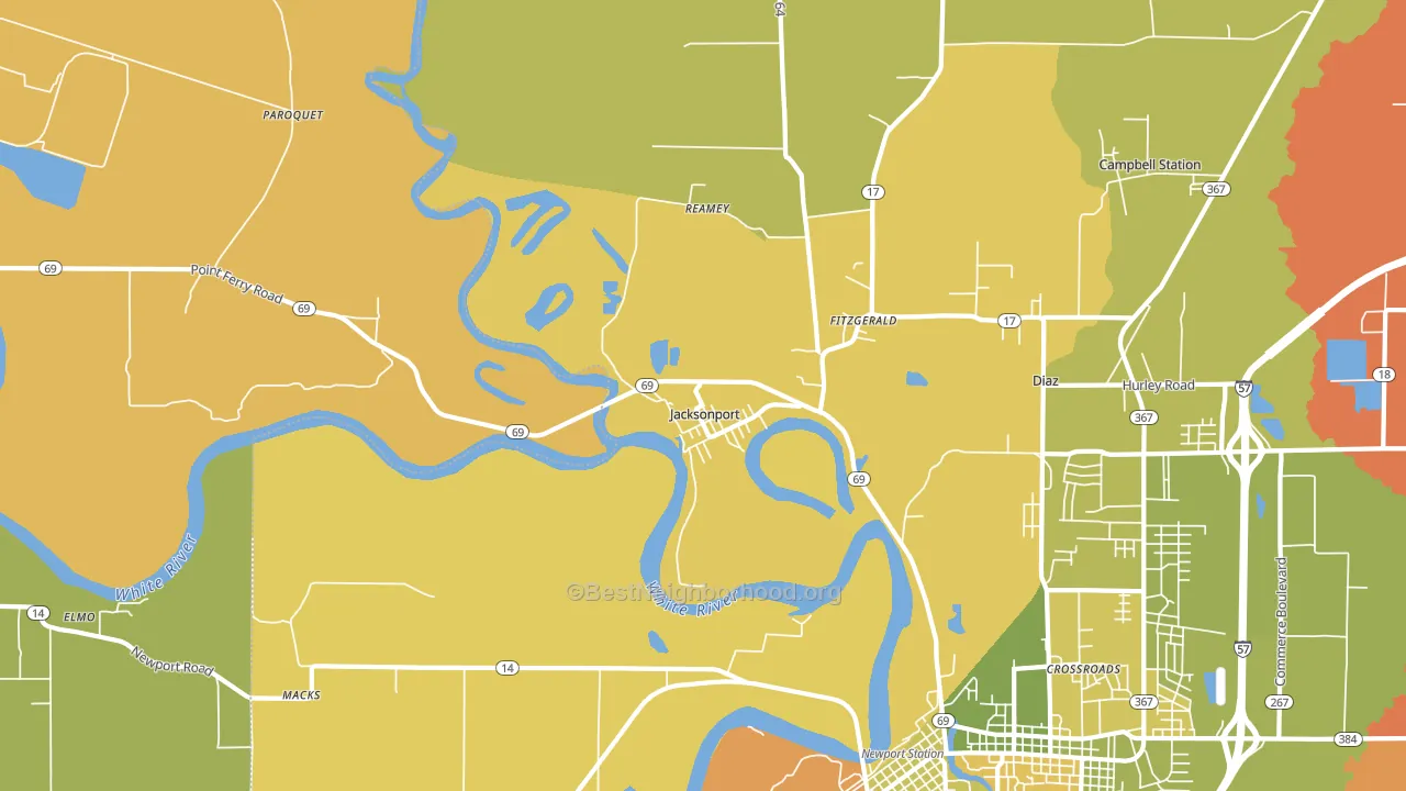 Jacksonport, AR block-group voter-turnout map