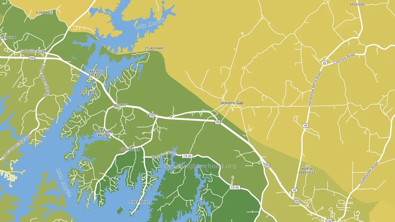 Jacksons' Gap, AL block-group voter-turnout map