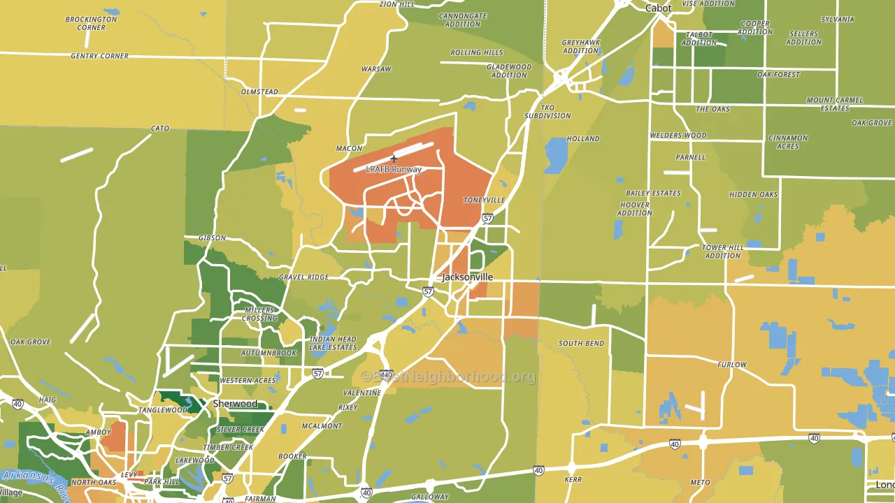 Jacksonville, AR block-group voter-turnout map