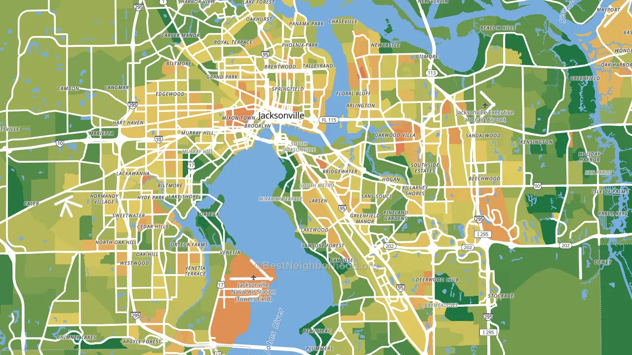 Jacksonville, FL block-group voter-turnout map
