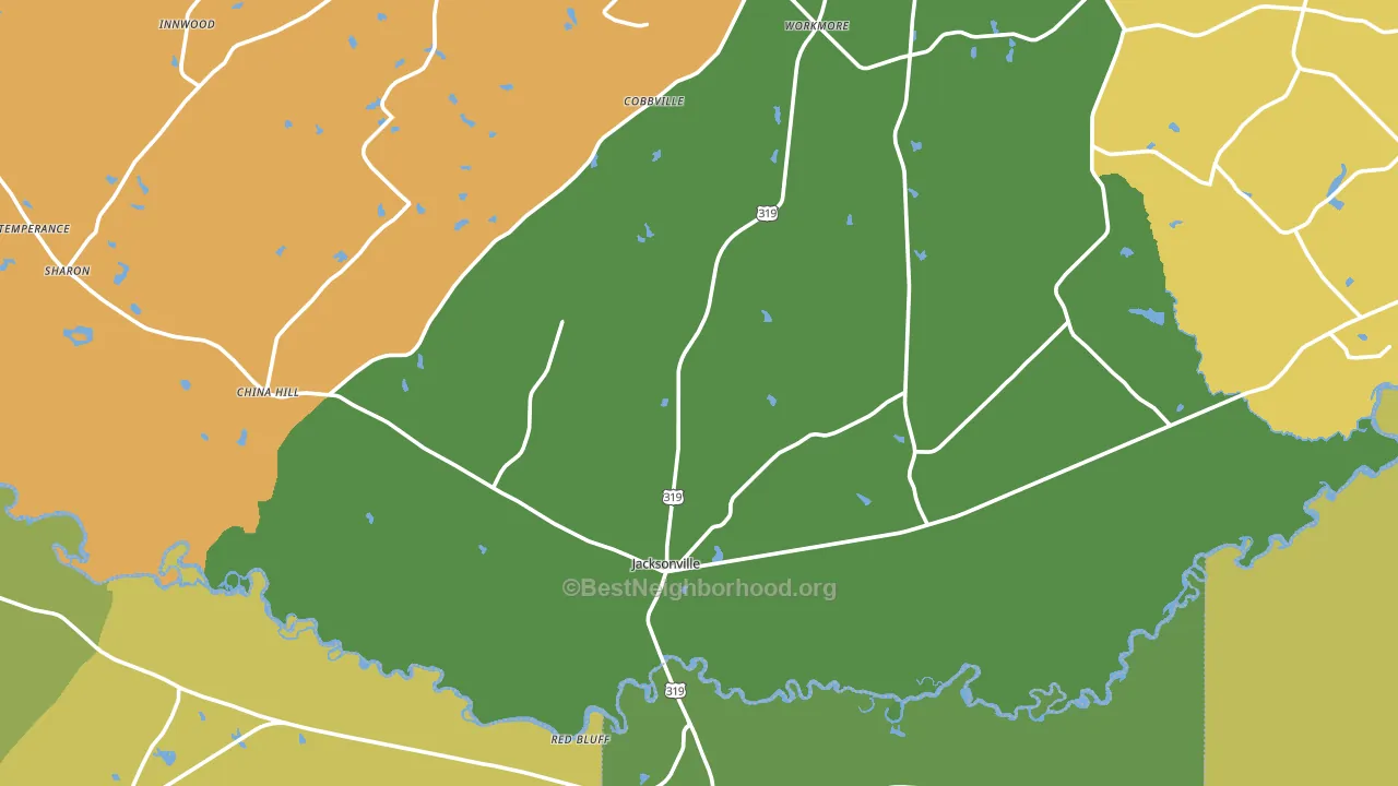 Jacksonville, GA block-group voter-turnout map