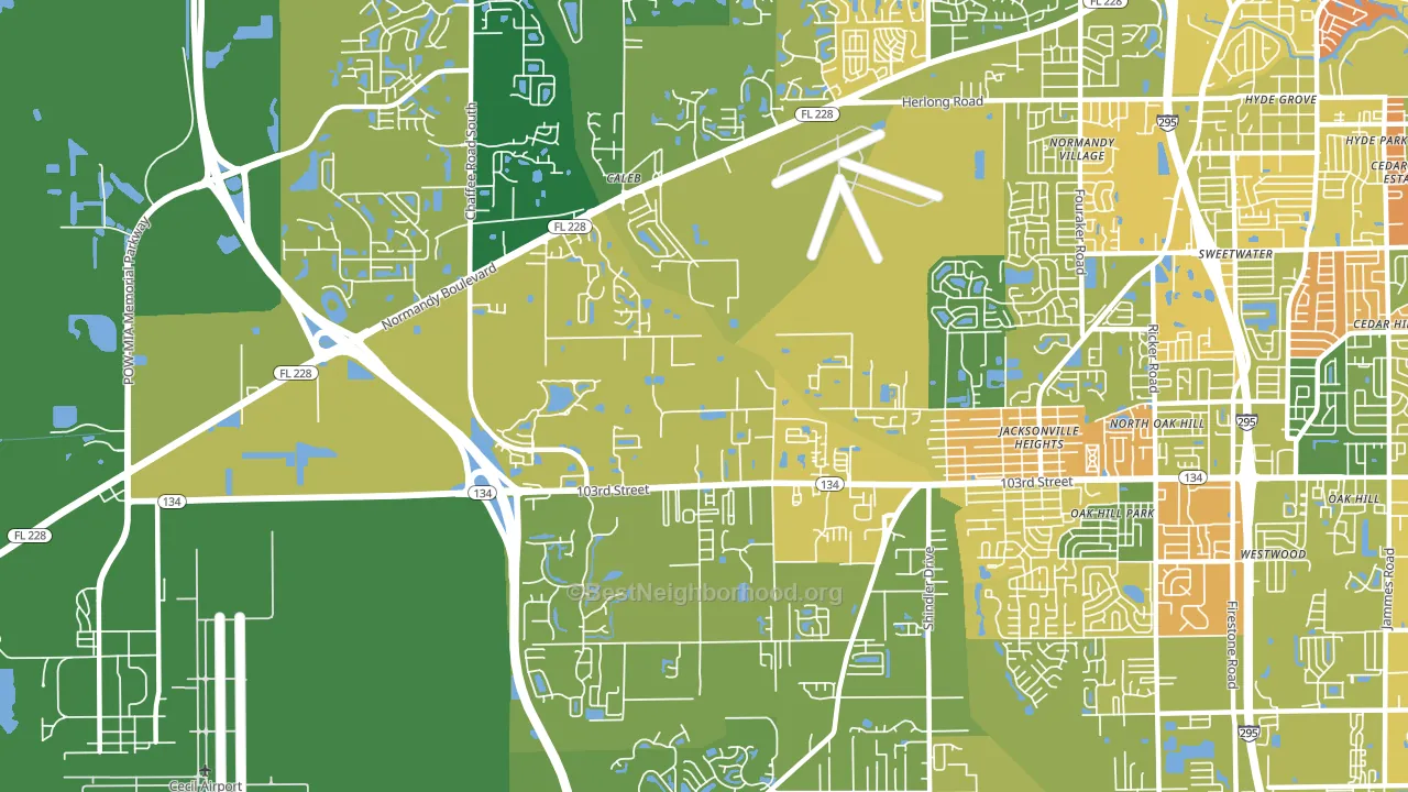 Jacksonville Heights West, Jacksonville, FL block-group voter-turnout map