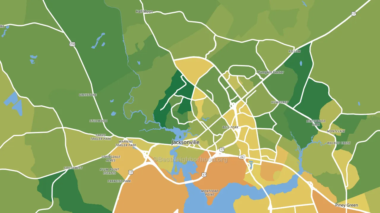 Jacksonville, NC block-group voter-turnout map