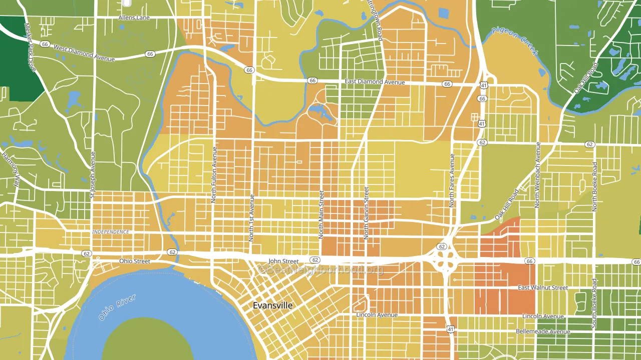 Jacobsville, Evansville, IN block-group voter-turnout map