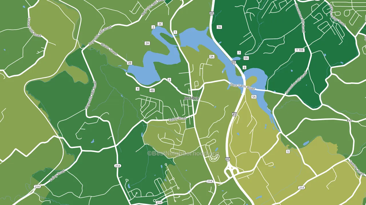 Jacobus, PA block-group voter-turnout map