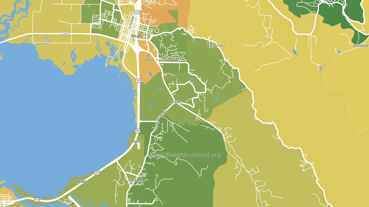 Jacoby Creek, Arcata, CA block-group voter-turnout map