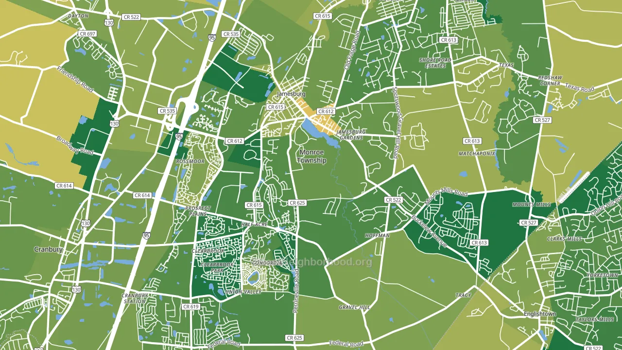 Jamesburg, NJ block-group voter-turnout map