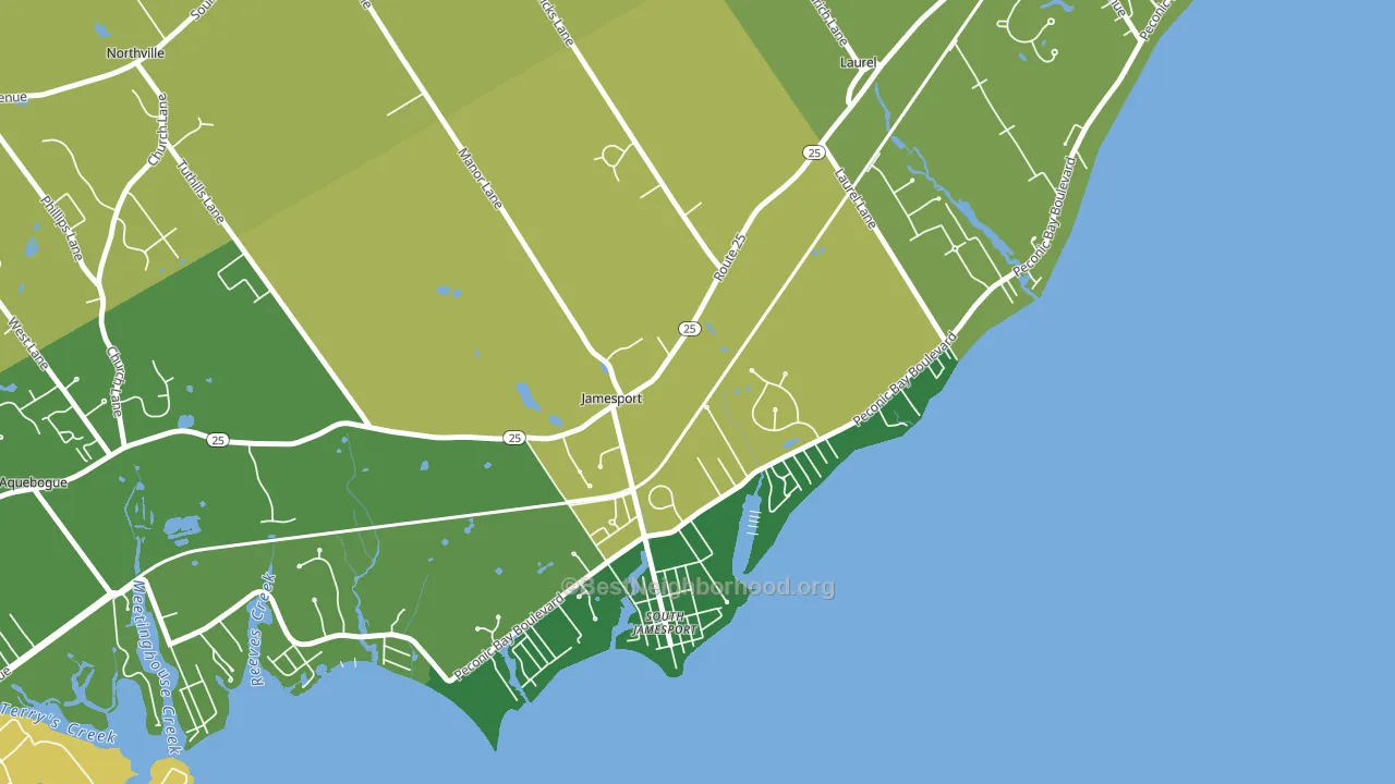 Jamesport, NY block-group voter-turnout map