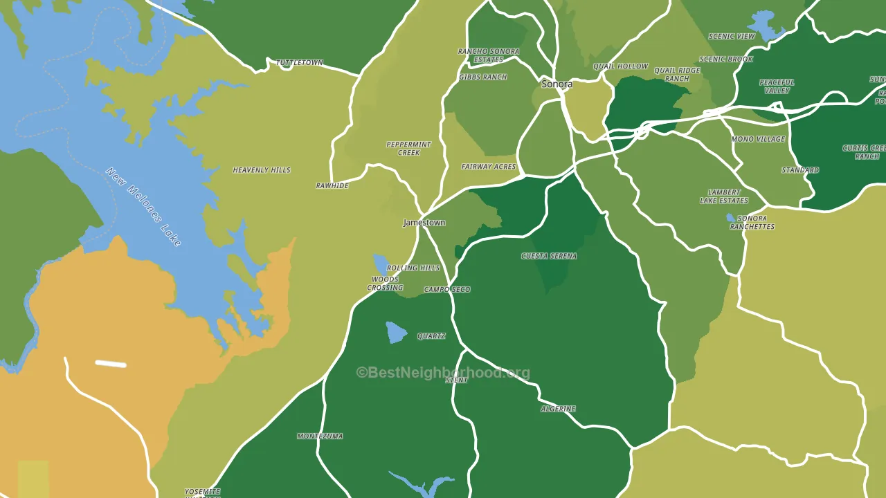 Jamestown, CA block-group voter-turnout map