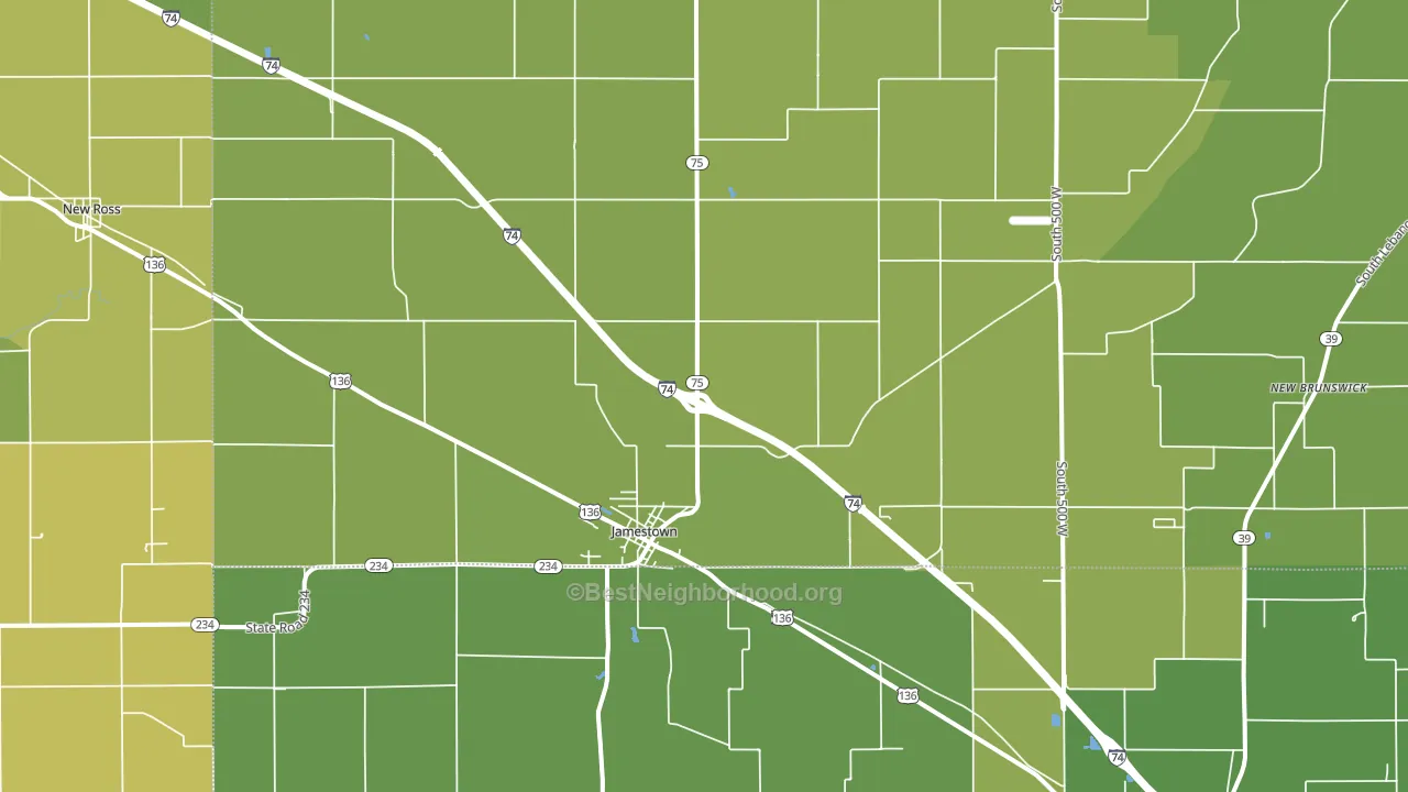 Jamestown, IN block-group voter-turnout map