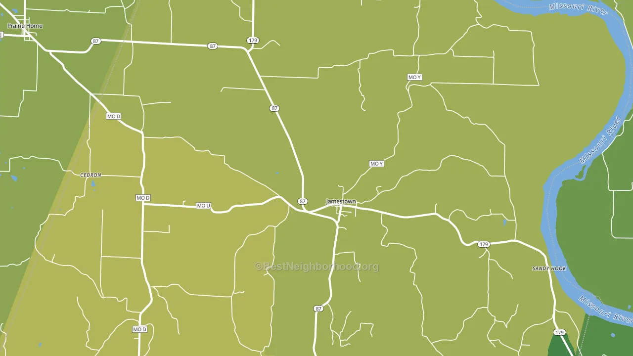 Jamestown, MO block-group voter-turnout map