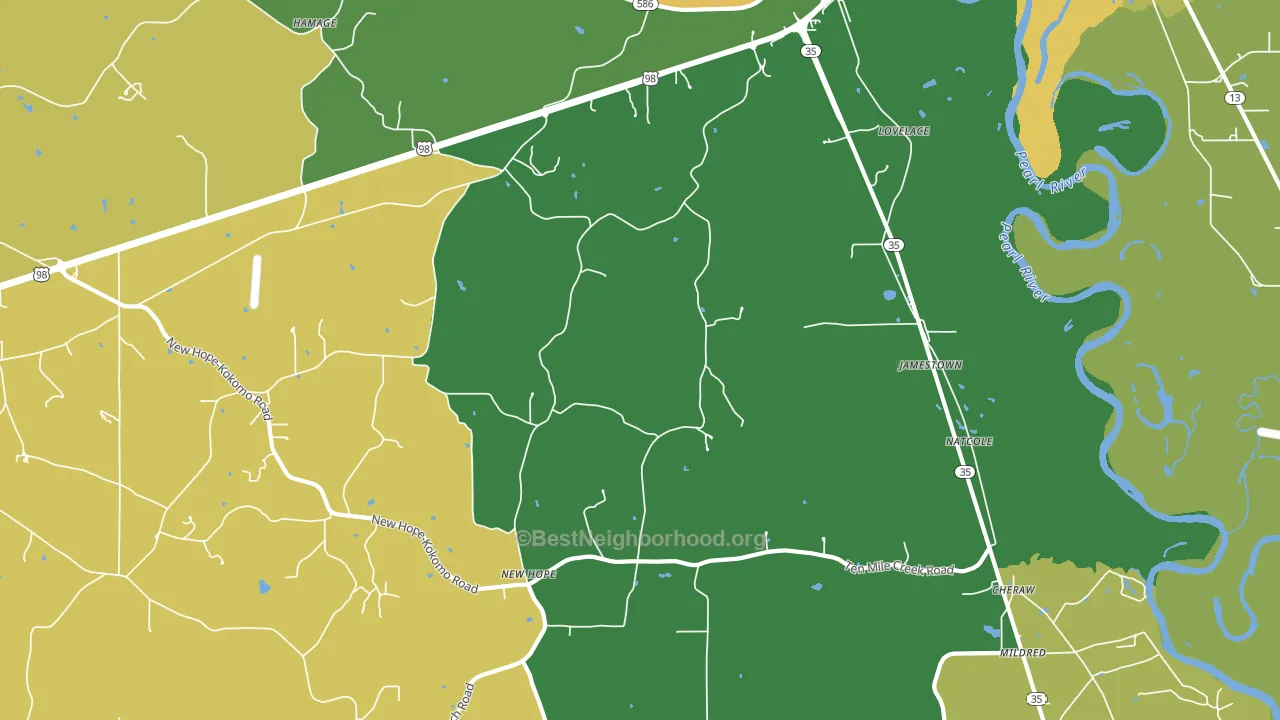 Jamestown, MS block-group voter-turnout map