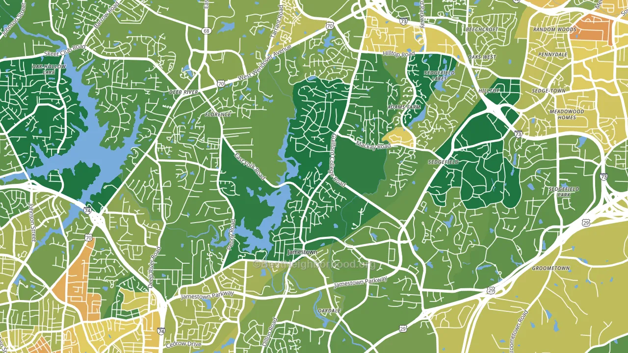 Jamestown, NC block-group voter-turnout map