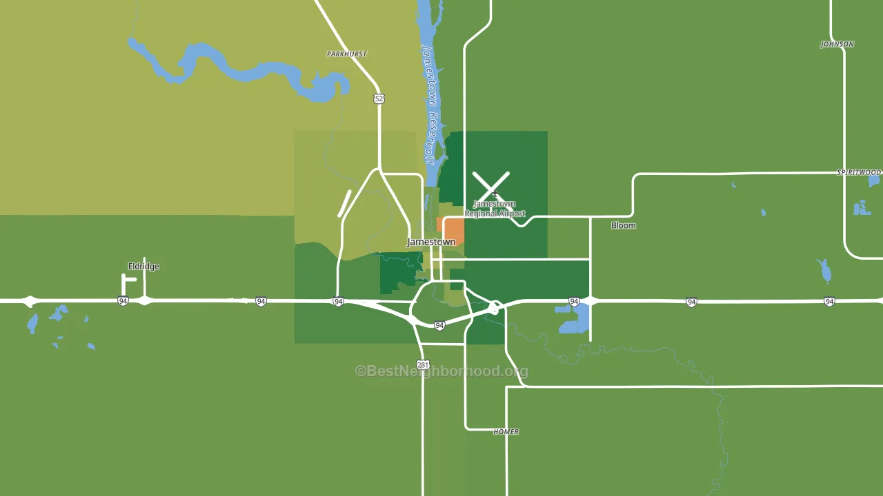 Jamestown, ND block-group voter-turnout map