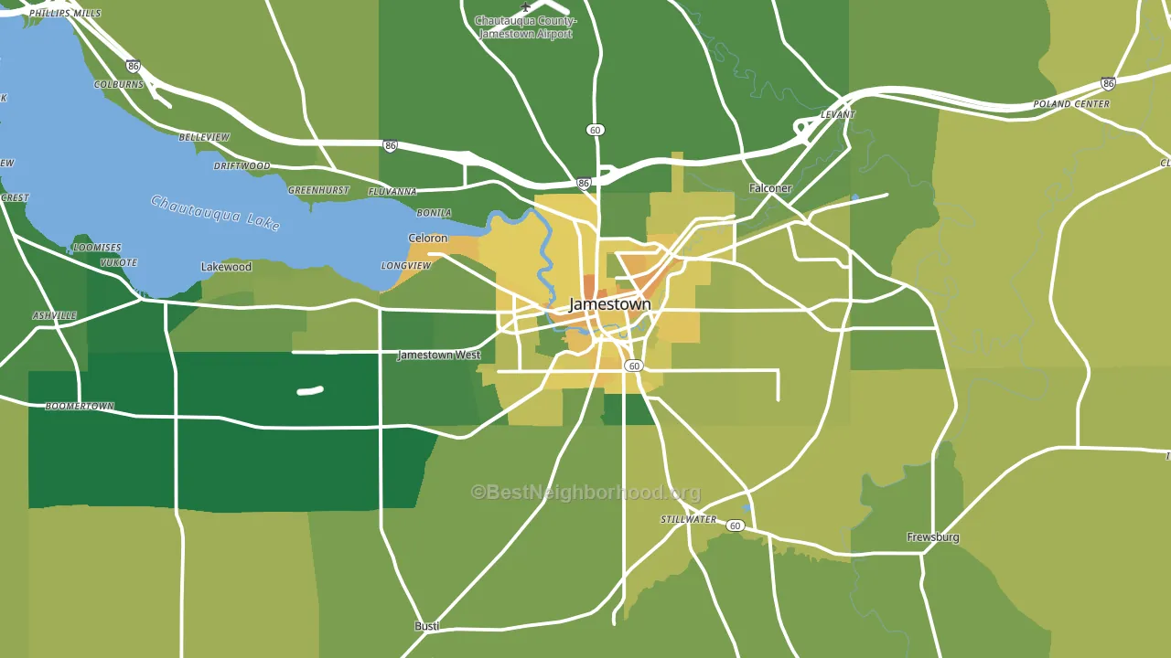 Jamestown, NY block-group voter-turnout map