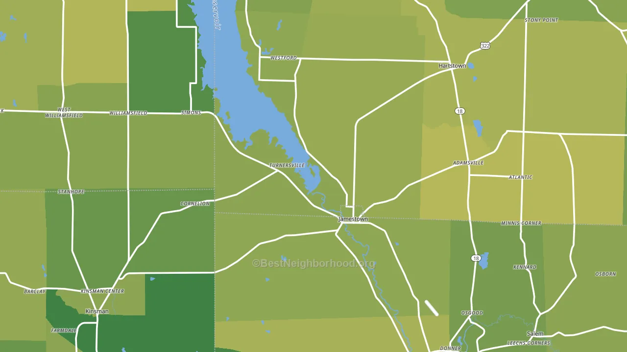 Jamestown, PA block-group voter-turnout map
