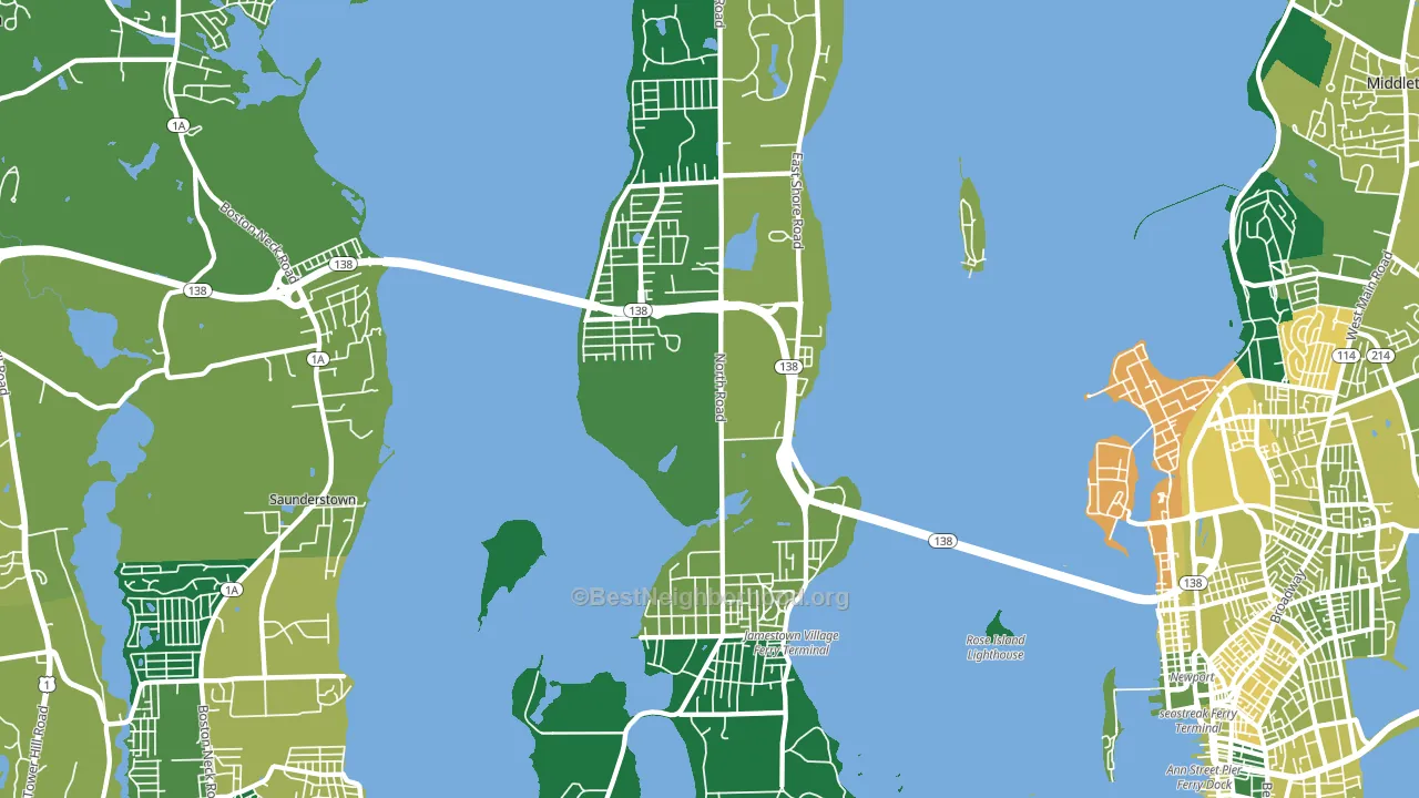 Jamestown, RI block-group voter-turnout map
