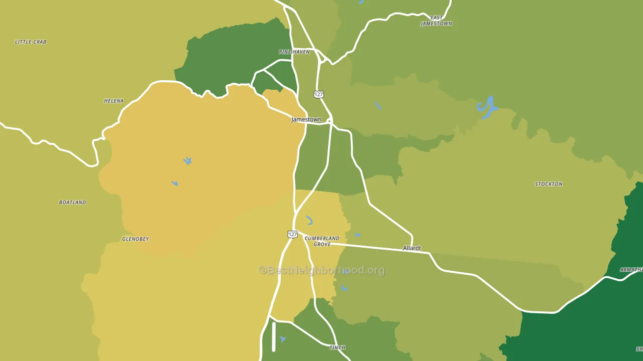 Jamestown, TN block-group voter-turnout map