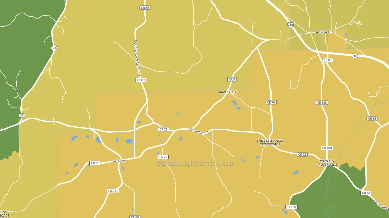 Jamesville, AL block-group voter-turnout map