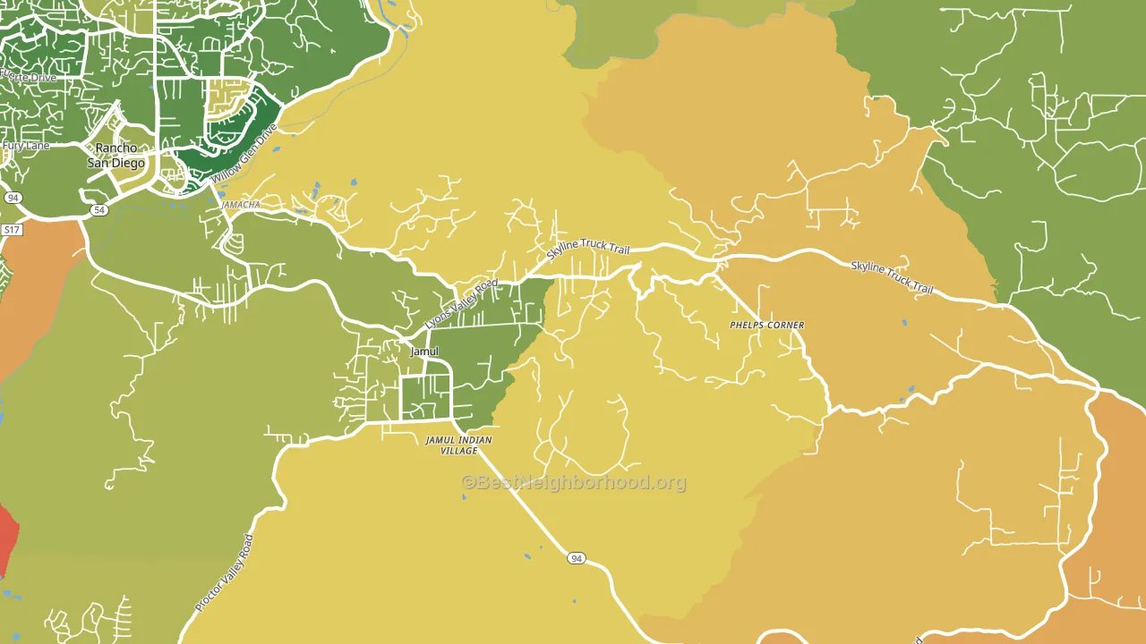 Jamul, CA block-group voter-turnout map