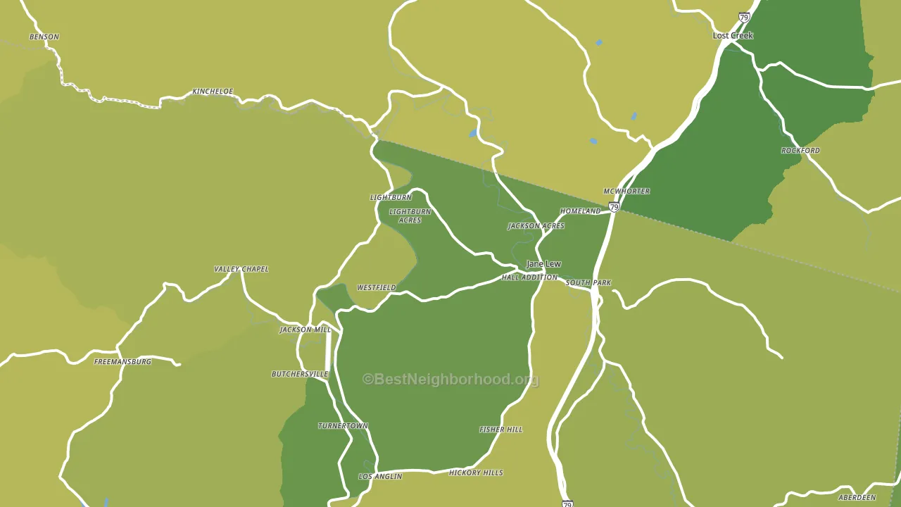 Jane Lew, WV block-group voter-turnout map