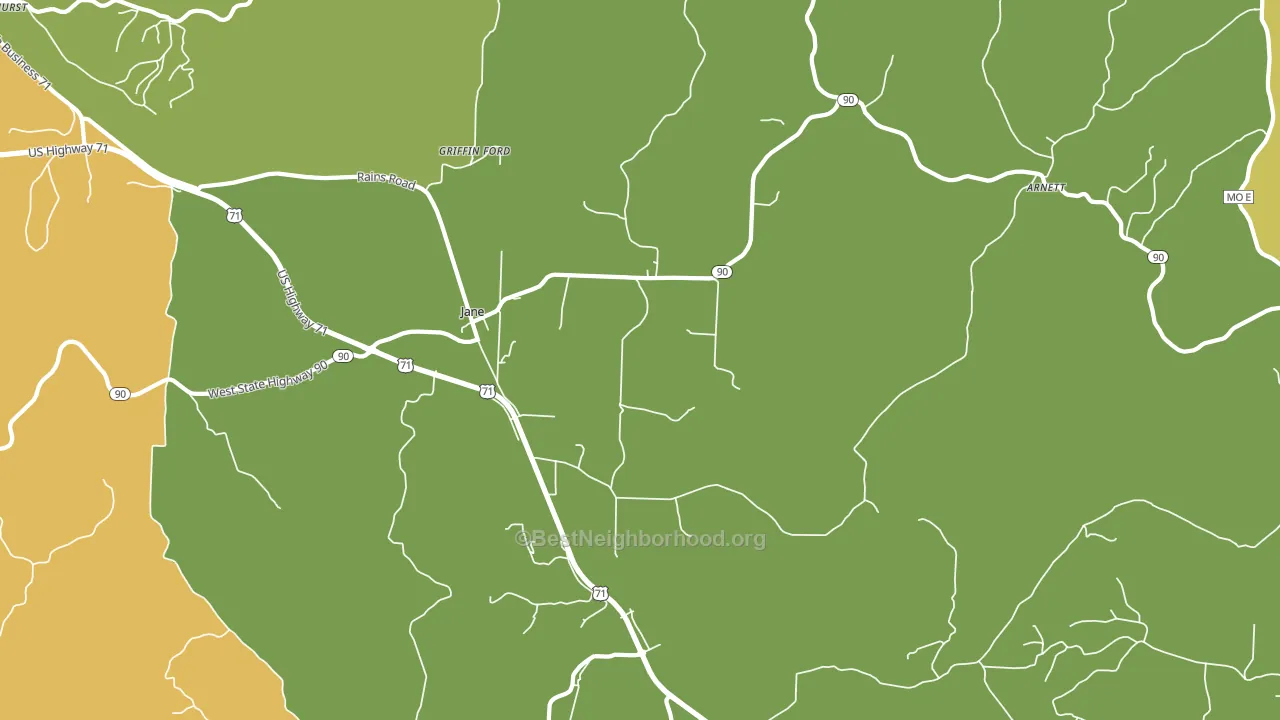 Jane, MO block-group voter-turnout map