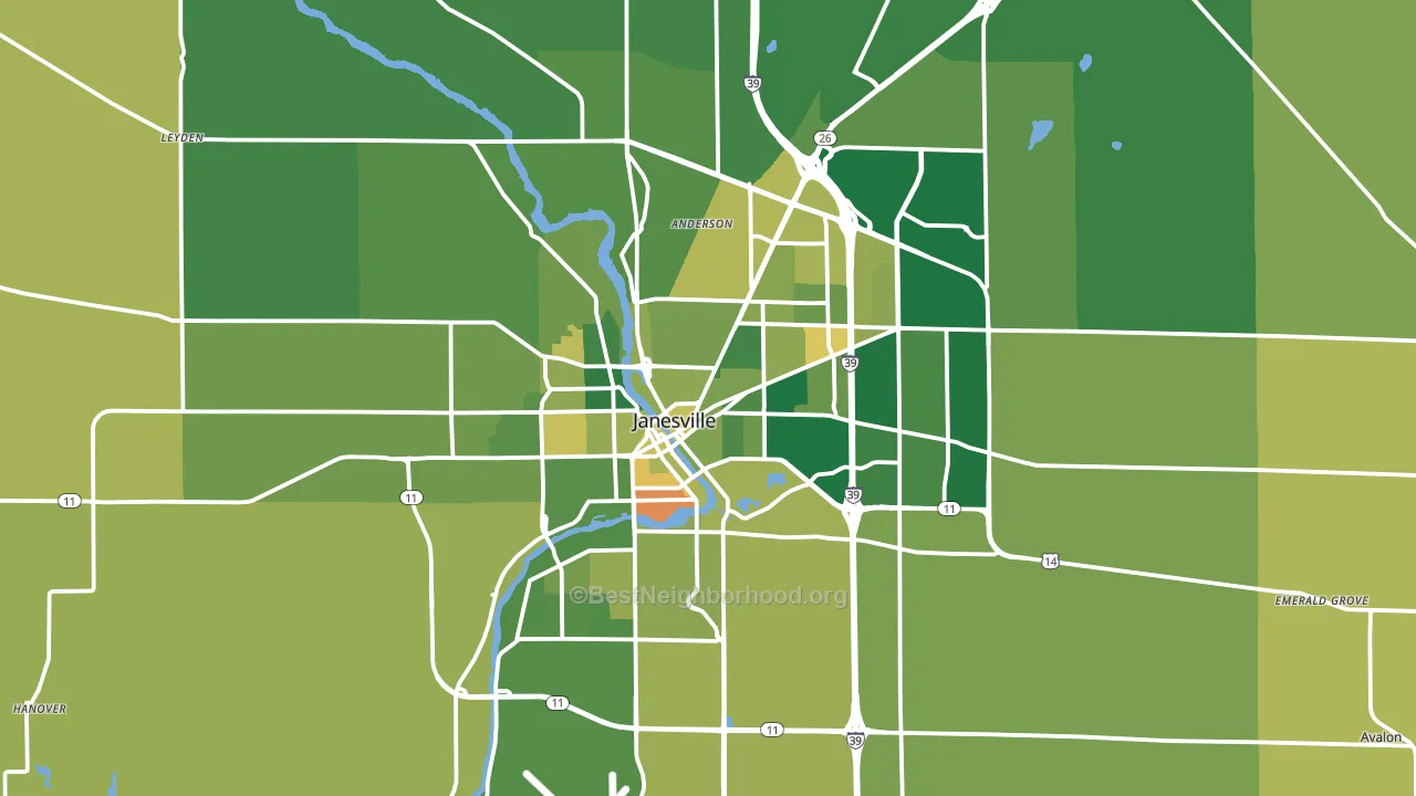 Janesville, WI block-group voter-turnout map