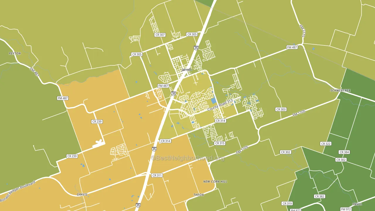 Jarrell, TX block-group voter-turnout map