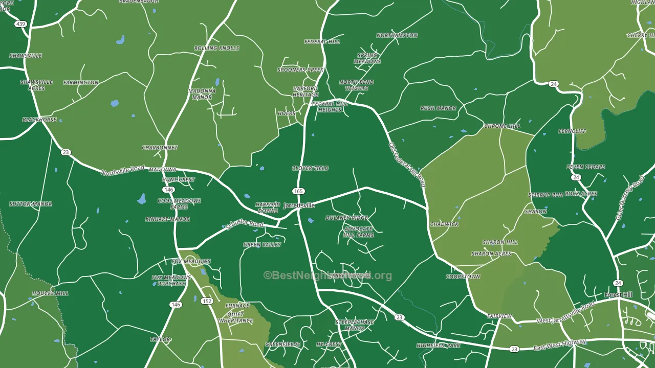 Jarrettsville, MD block-group voter-turnout map