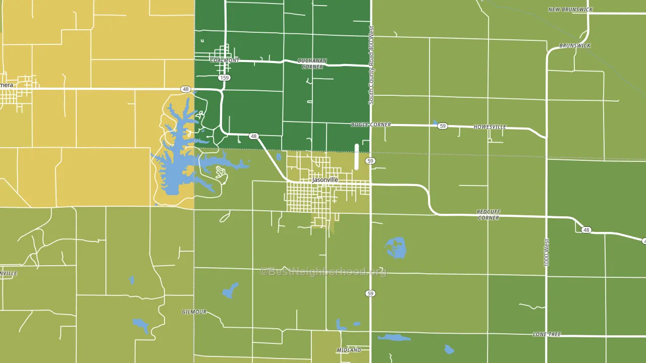 Jasonville, IN block-group voter-turnout map