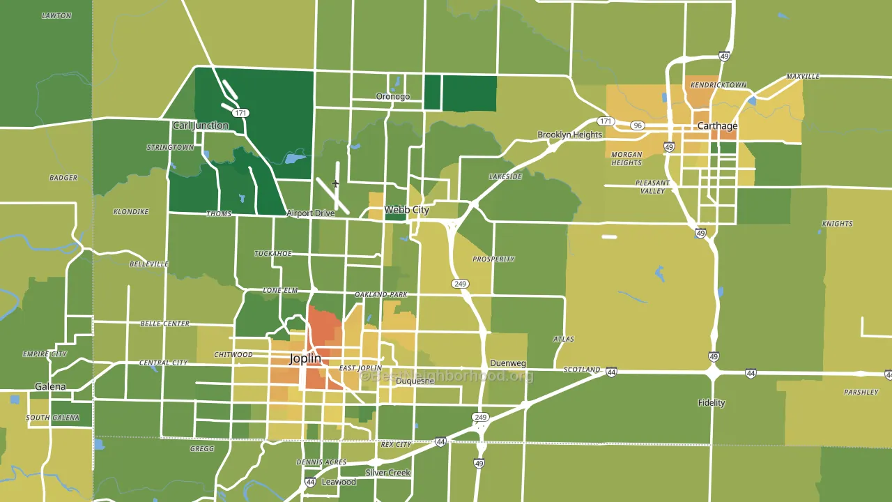 Jasper County, MO block-group voter-turnout map