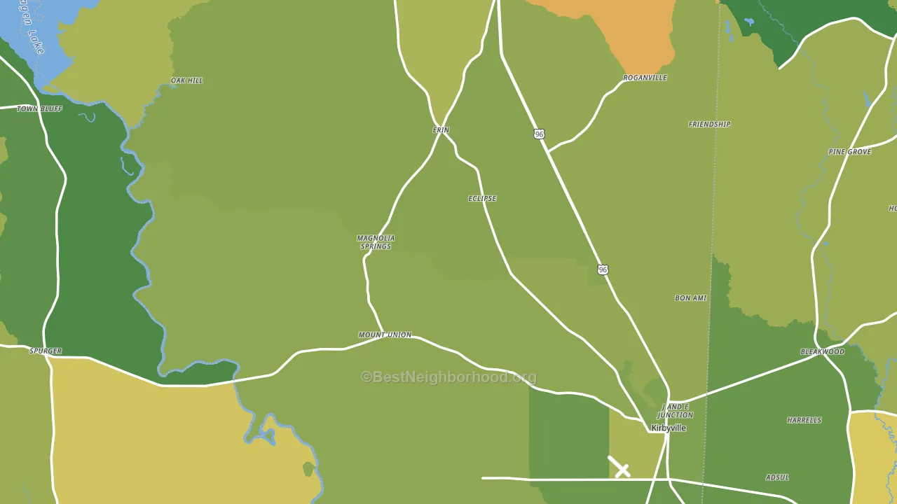 Jasper County, TX block-group voter-turnout map