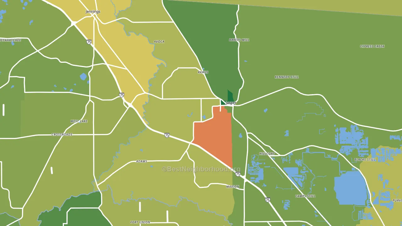 Jasper, FL block-group voter-turnout map