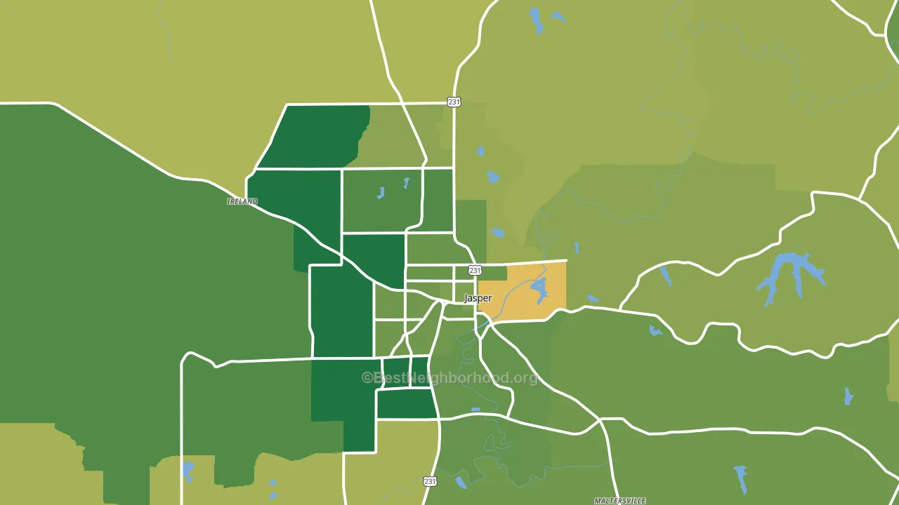 Jasper, IN block-group voter-turnout map