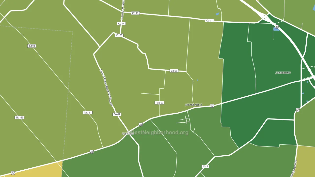 Jasper Mills, OH block-group voter-turnout map