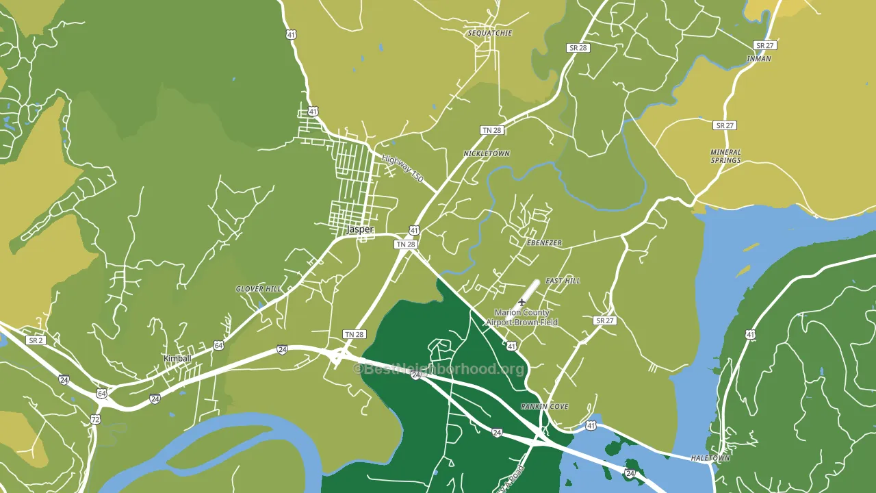 Jasper, TN block-group voter-turnout map