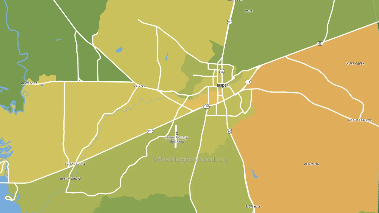 Jasper, TX block-group voter-turnout map