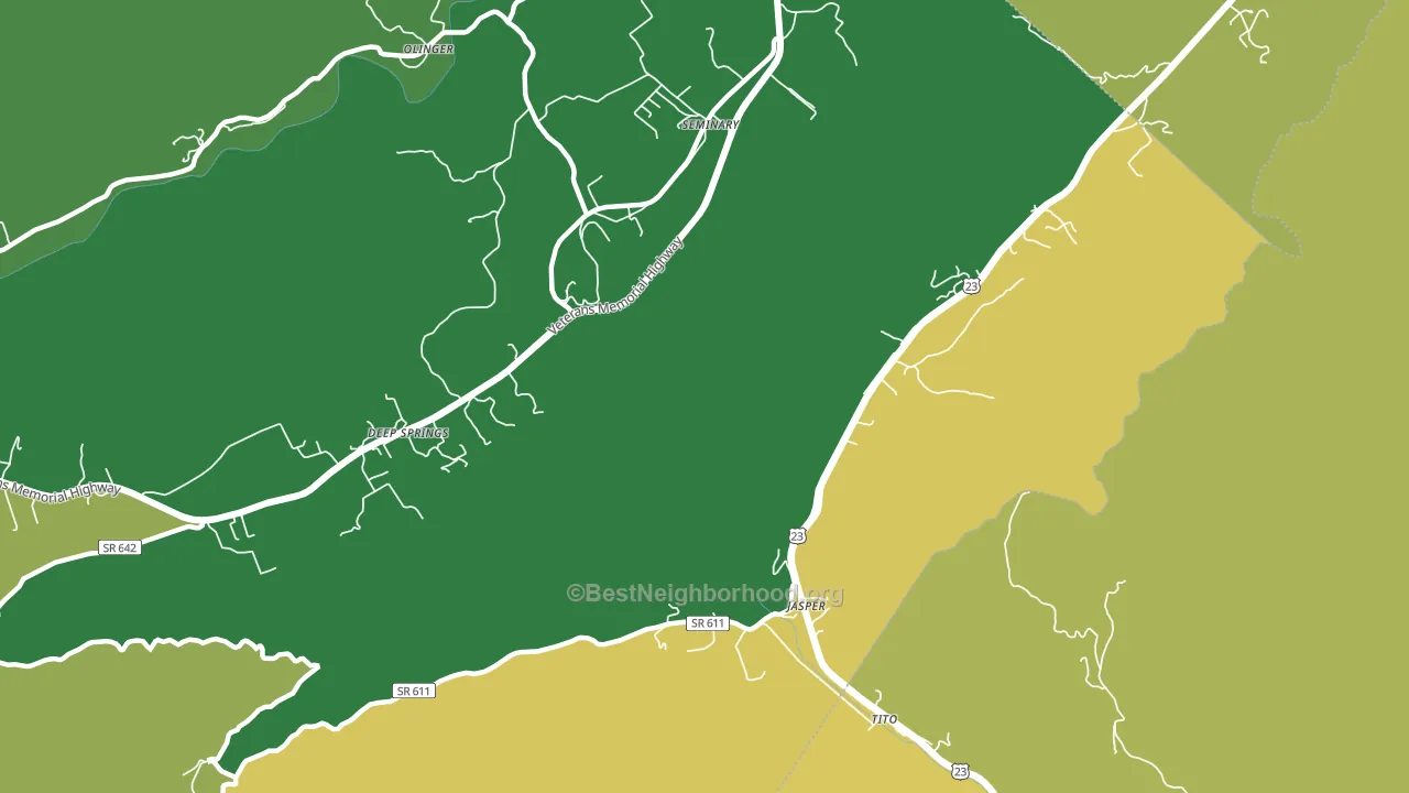 Jasper, VA block-group voter-turnout map