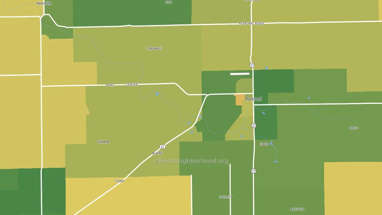 Jay County, IN block-group voter-turnout map
