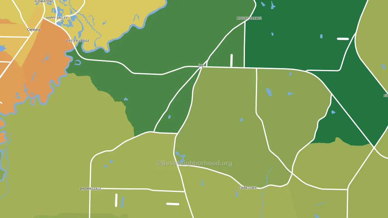 Jay, FL block-group voter-turnout map