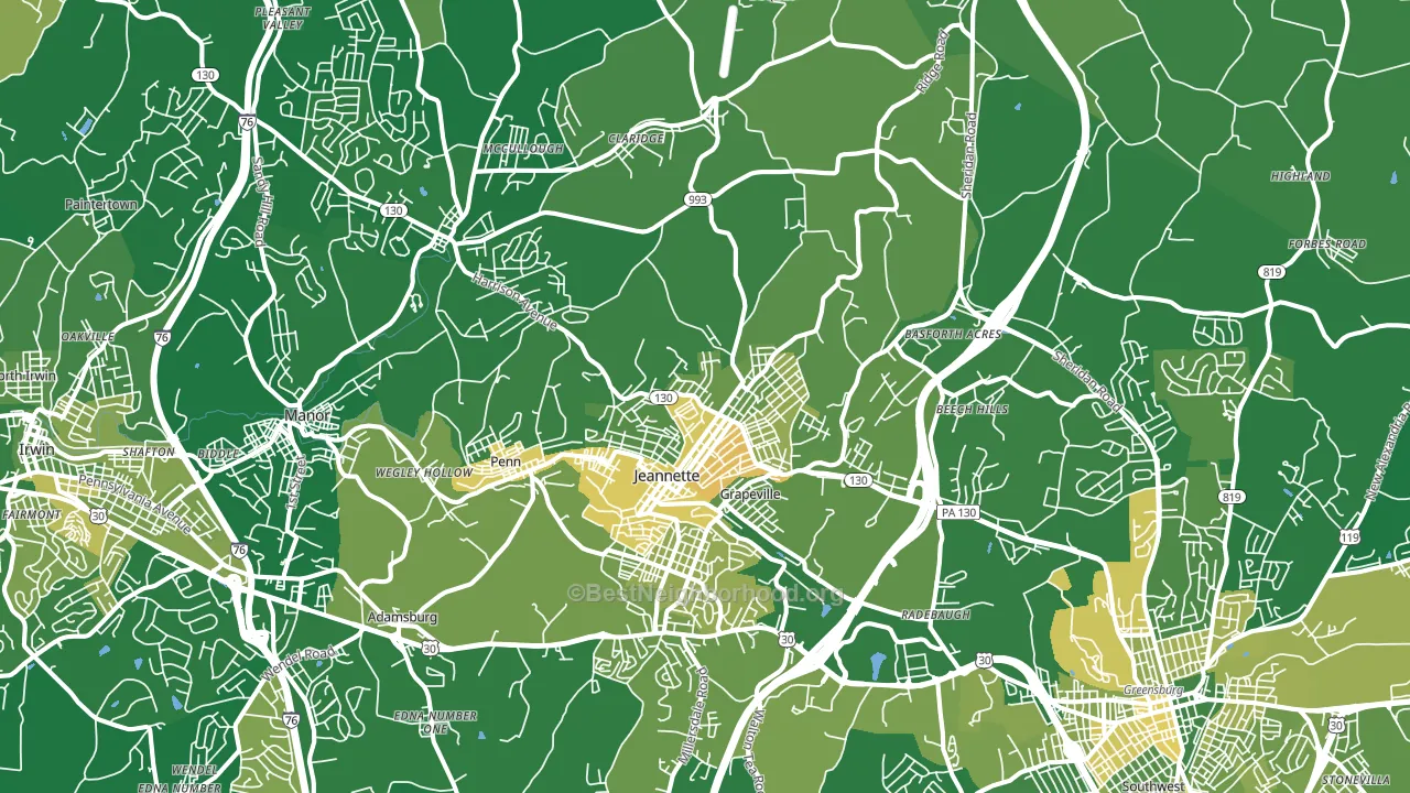Jeannette, PA block-group voter-turnout map