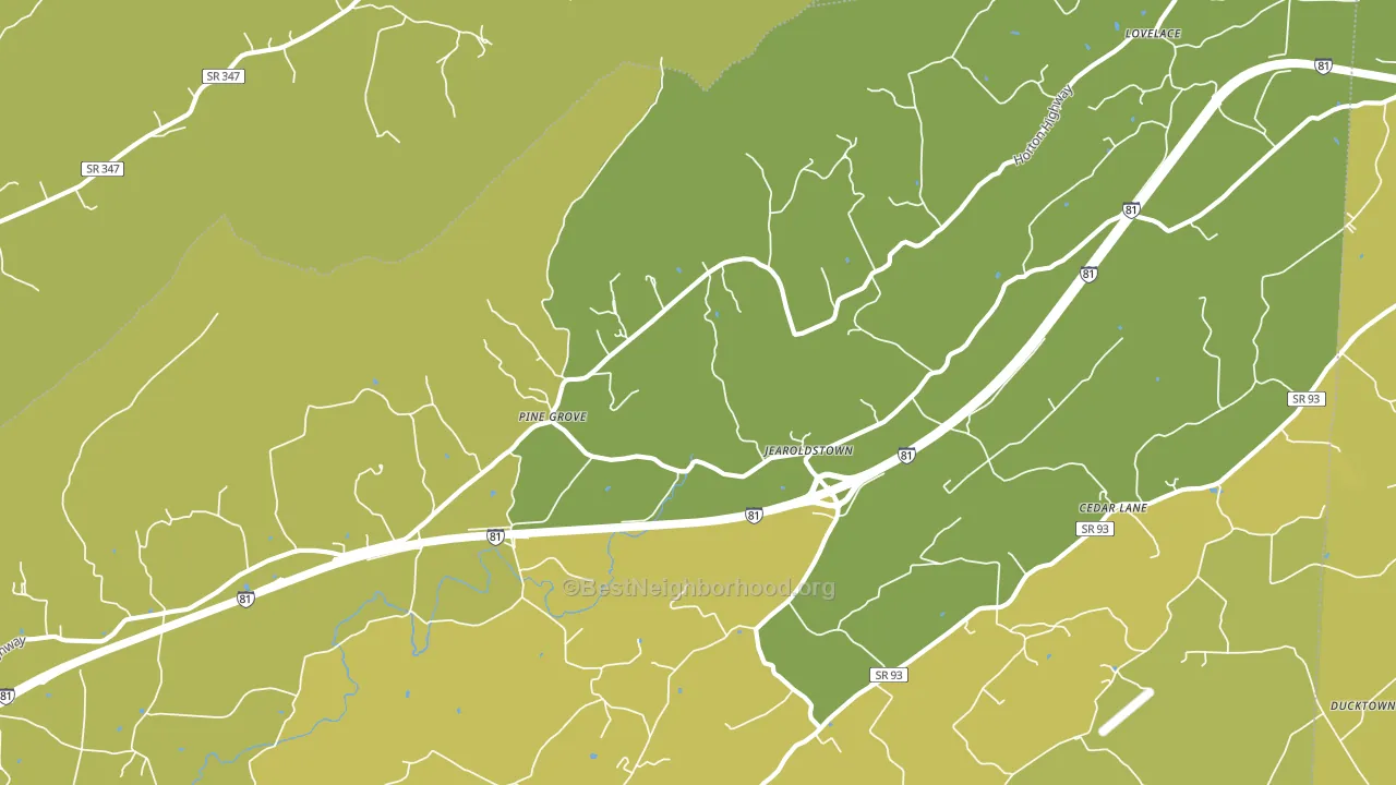 Jearoldstown, TN block-group voter-turnout map