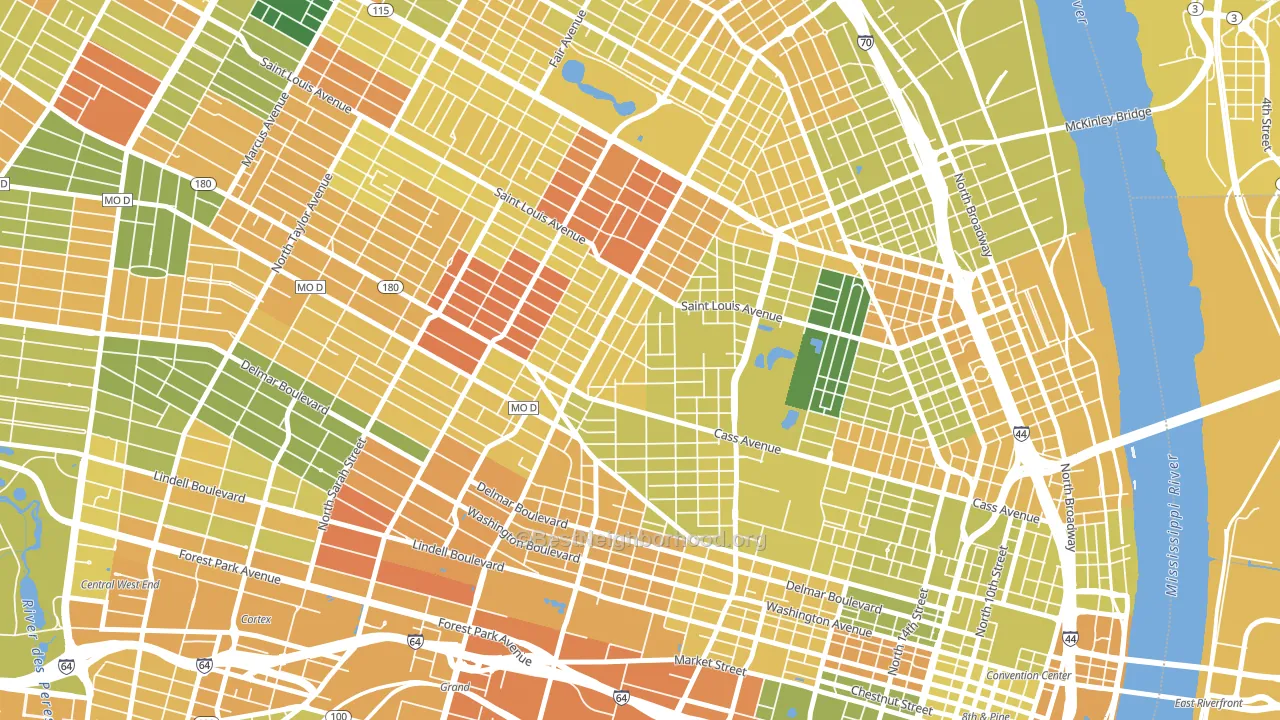 Jeff-Vander-Lou, St. Louis, MO block-group voter-turnout map