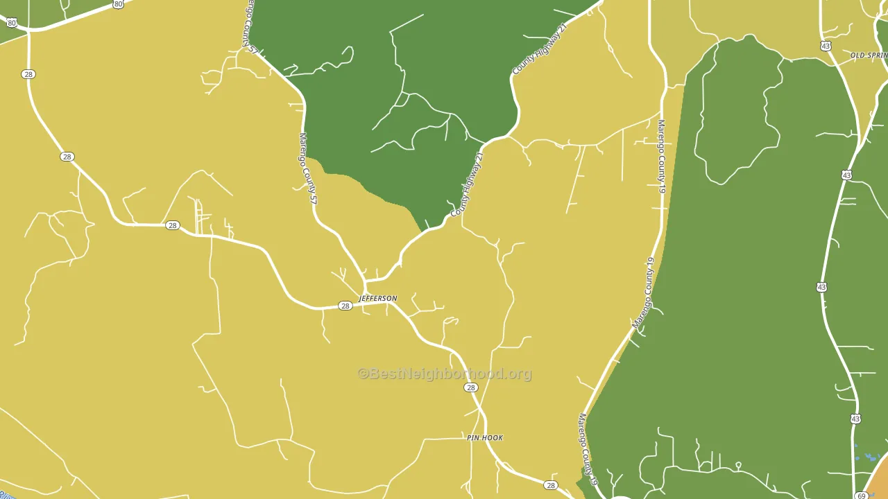 Jefferson, AL block-group voter-turnout map