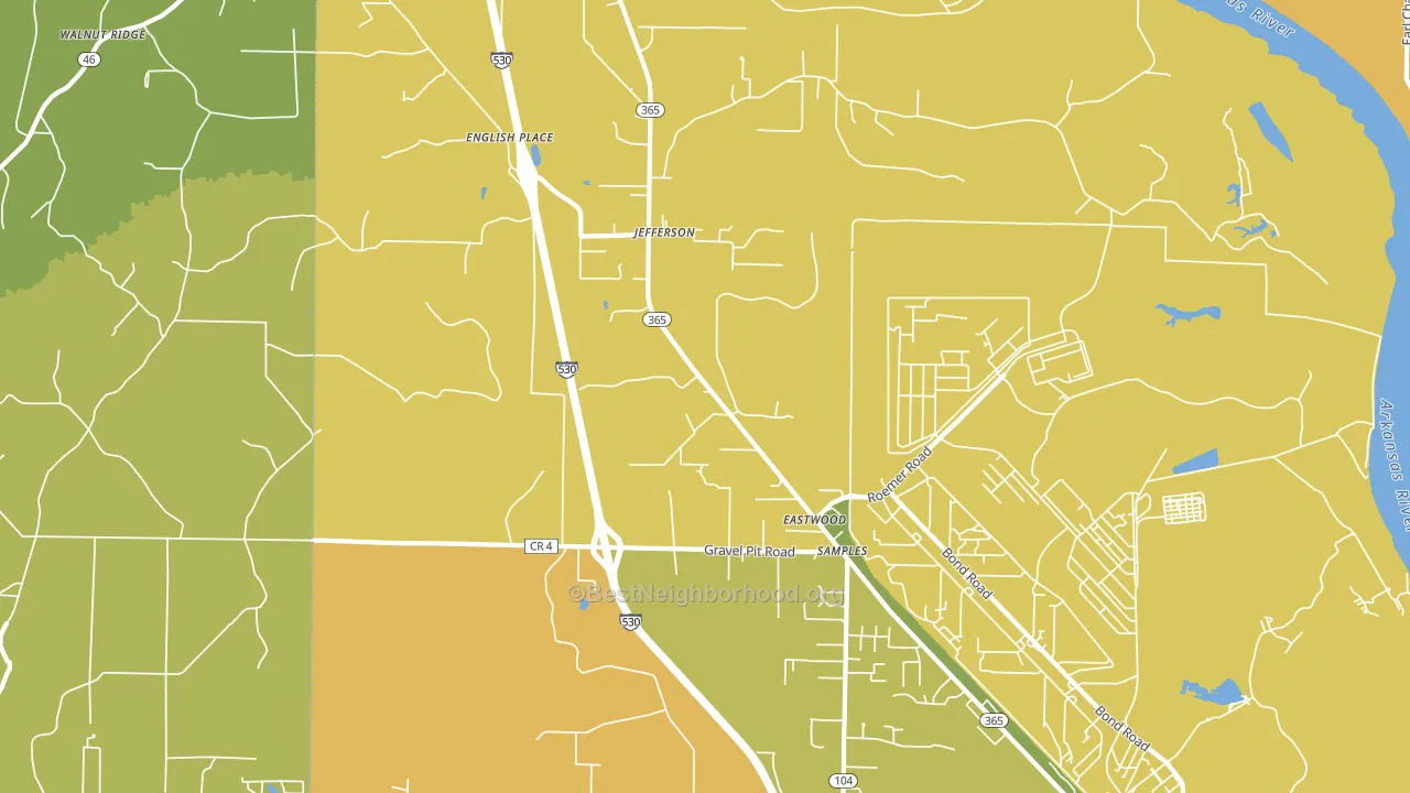 Jefferson, AR block-group voter-turnout map