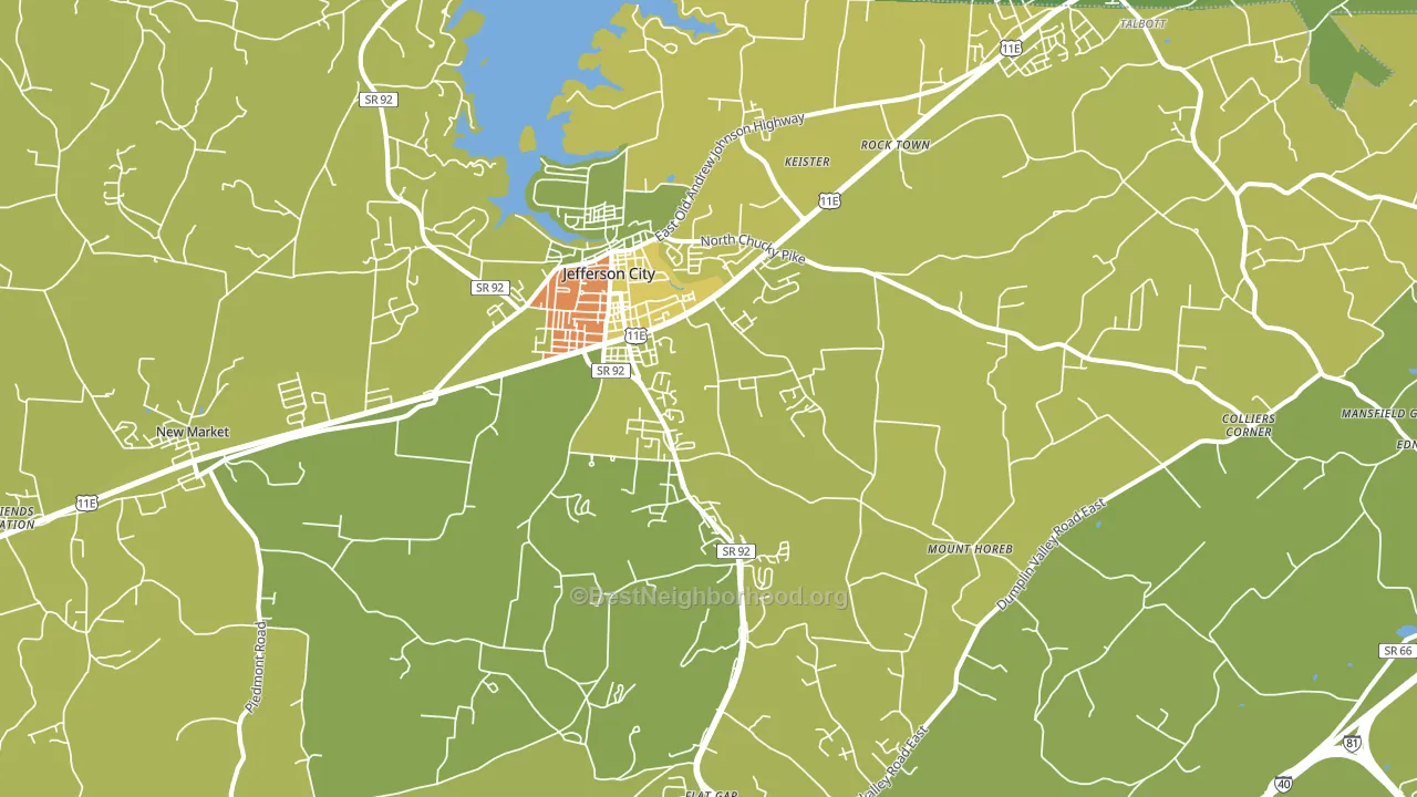 Jefferson City, TN block-group voter-turnout map
