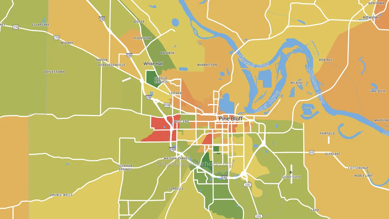 Jefferson County, AR block-group voter-turnout map