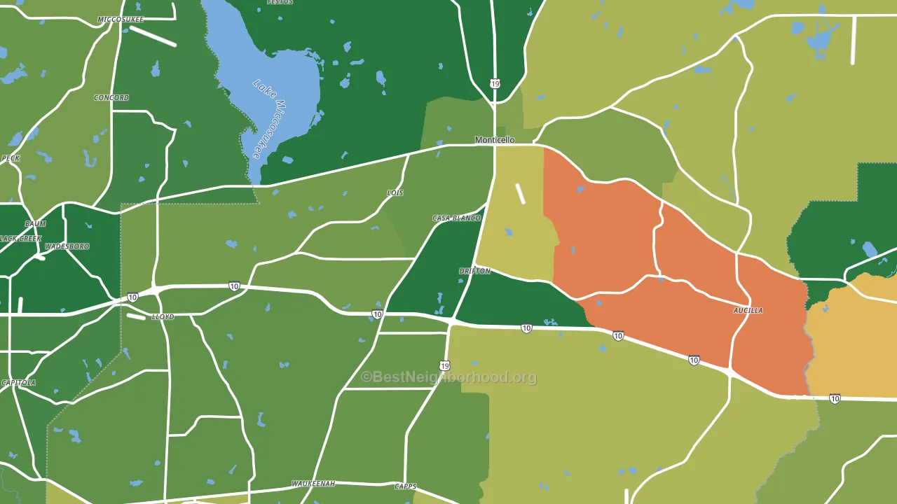 Jefferson County, FL block-group voter-turnout map