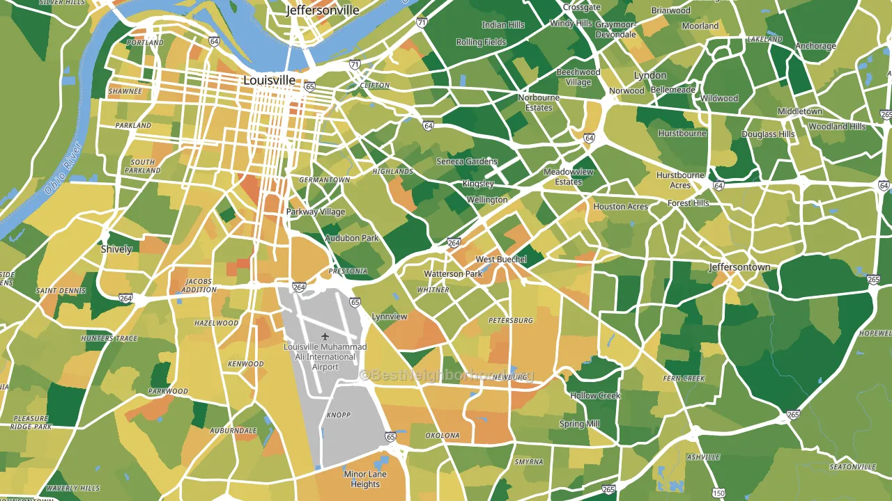 Jefferson County, KY block-group voter-turnout map
