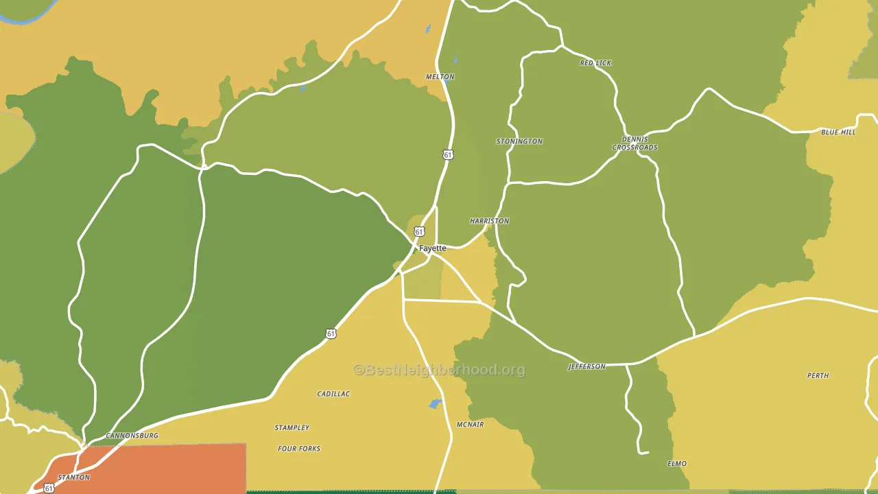 Jefferson County, MS block-group voter-turnout map